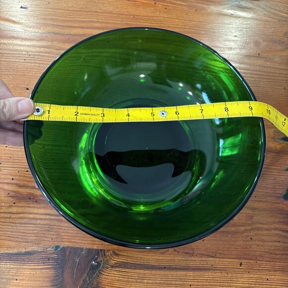 Paden City MCM Atomic Emerald Glo Green 9.25" Serving Bowl With Brass Base - Picture 3 of 14